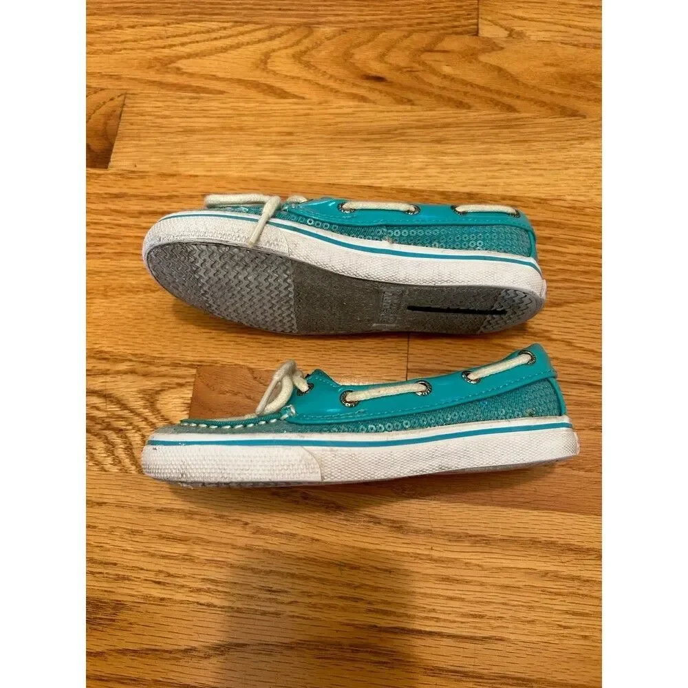 Sperry Biscayne 1 Sequin Eye Boat Shoes Loafers Little Girls Toddlers Size 10.5